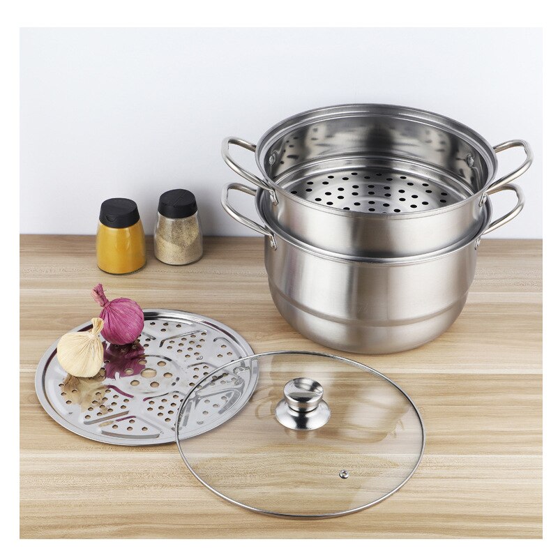 Double chaudière Vapeur, cuiseur à Vapeur, riz nouilles boulettes, acier inoxydable, micro-ondes, poisson, ustensile de Cuisine BY50ZG