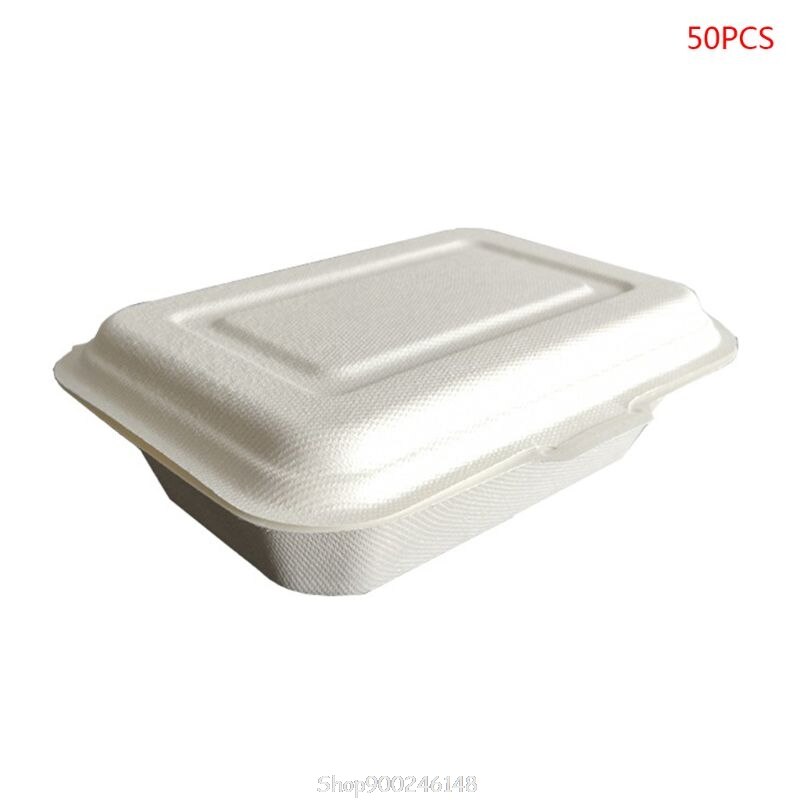 50 Stks/zak 450Ml Milieuvriendelijke Wegwerp Afhalen Voedsel Containers Afbreekbaar Lunchbox S24 20