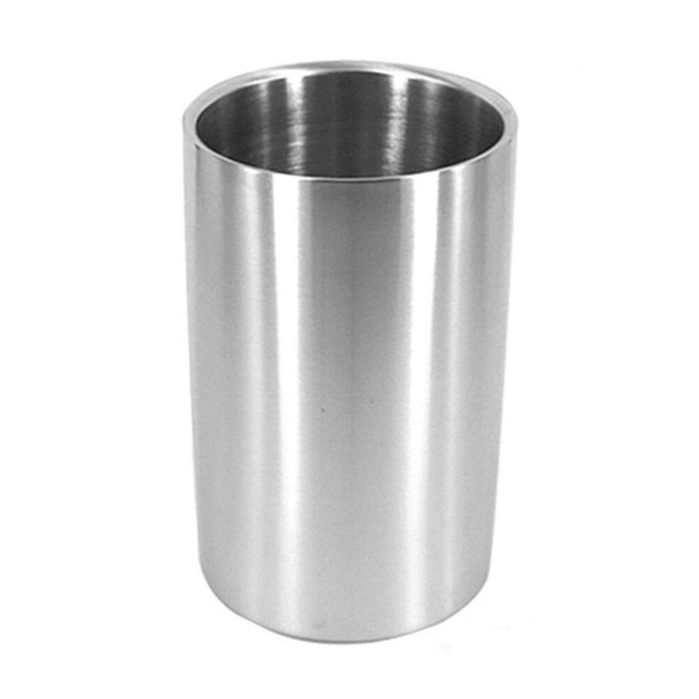 Stainless Steel Double-Walled Heat Insulated Ice Cube Bucket Round Container ice bucket: Default Title