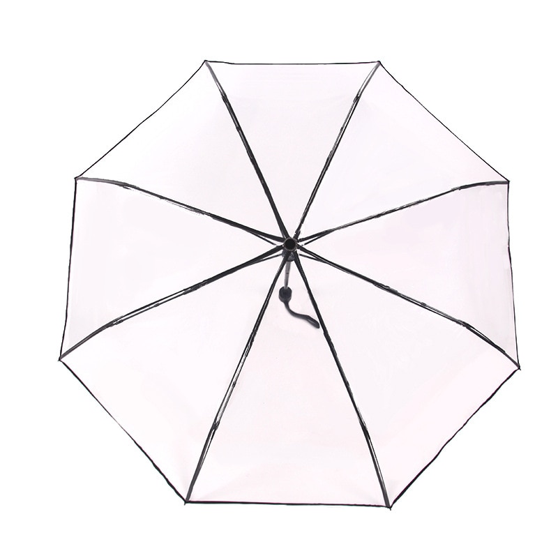 Paraguas transparente con 3 pliegues para mujer y niña, paraguas de flores de cerezo, seta Sakura
