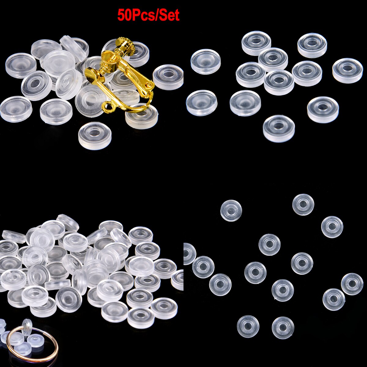 50 piezas Clip de oreja Anti-dolor almohadilla suave transparente de silicona Anti-dolor Pad para pendientes accesorios de la joyería DIY conclusiones