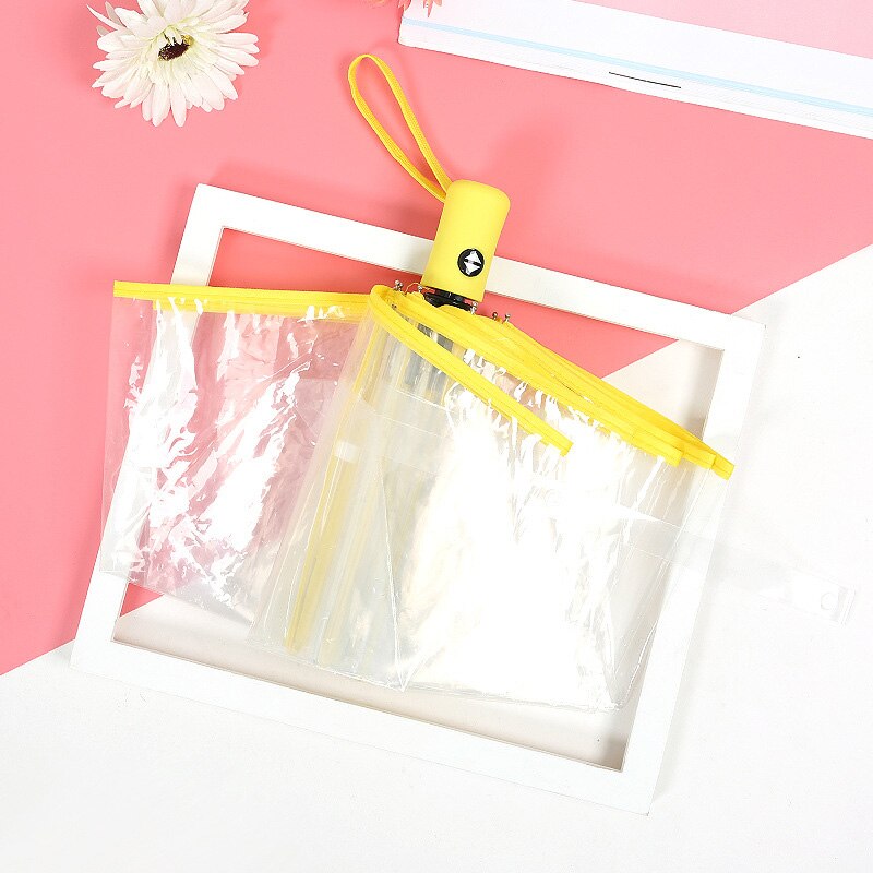 Creativo Ombrello Trasparente Ombrello Automatico Tre Donne Pieghevoli Ombrelli Compatto Pieghevole Antivento Stile Chiaro ombrello: 03