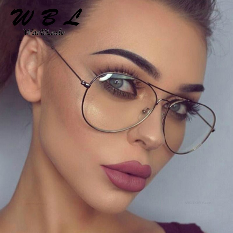 WarBLade Vintage Luxury Reading Glasses Frames Brand Clear Lens Glasses Frame Women Oversize Gold Eyewear Men Pilot Spectacle