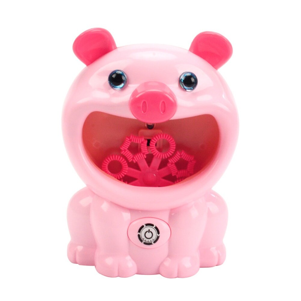 Dzieci kreskówka świnia niedźwiedź światełko dla psa muzyka elektryczny zestaw robić baniek mydlanych zabawka mechaniczna: różowy świnia
