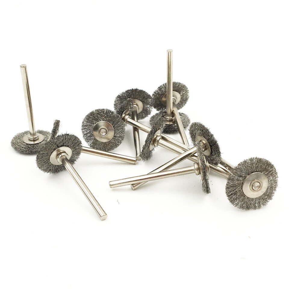 GOXAWEE 100pcs For Dremel Rotary Wire Brushes Wheels Set 3.0mm Shank For Dremel Accessories Wood Metalwoking Tools