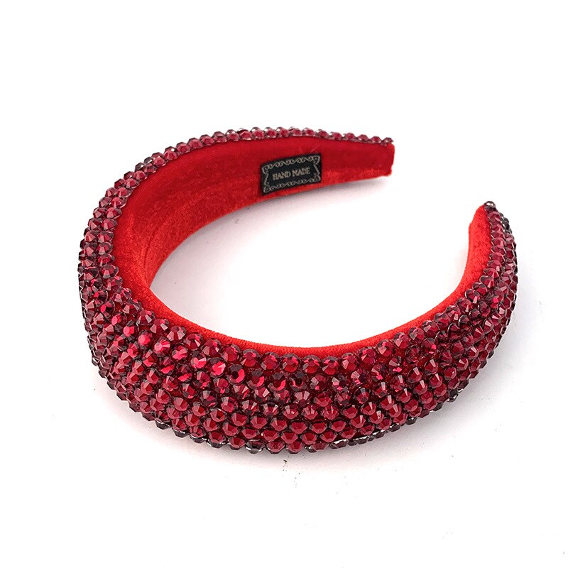 Headwear barroco bandana simulação cheia diamante bandana borda larga strass acessórios para o cabelo: 9 hong