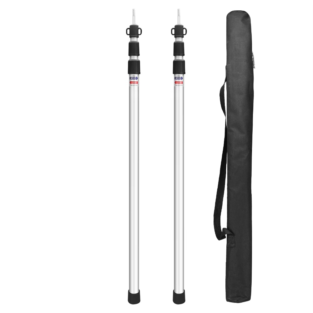 Set van 2 campingzeilstokken Verstelbare aluminium telescopische tentstokken voor zeilen Luifel Luifel Zware opvouwbare paal ﻿: MULTI