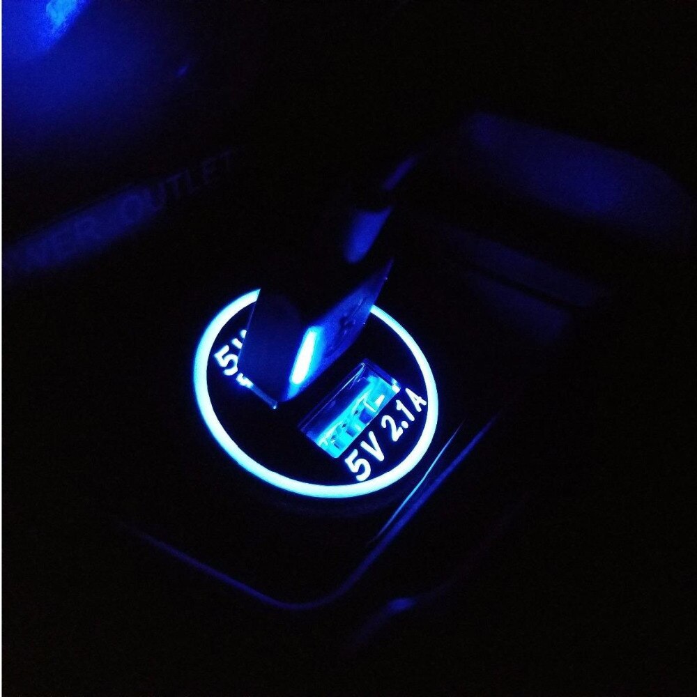 Dual USB Charger Socket Power Outlet 2.1A & 2.1A for Car Boat Marine Mobile (4.2A-Blue)