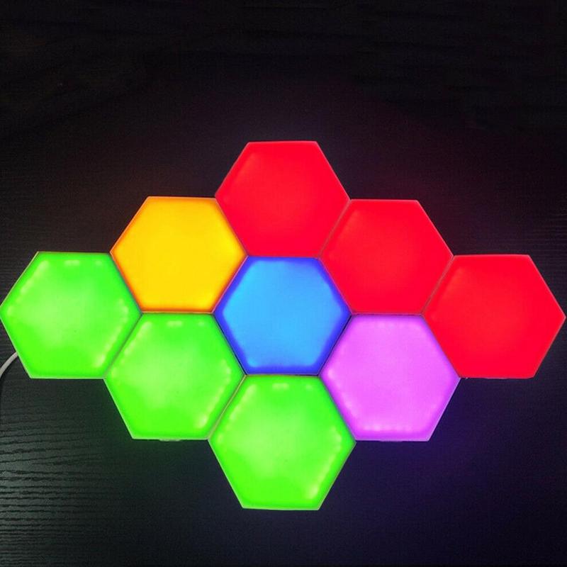 Bunte empfidlich LED Licht Multicolo Quantum Taschenlampe Kreative Nacht Lampe Modulare Hexagon Tafel Lichter
