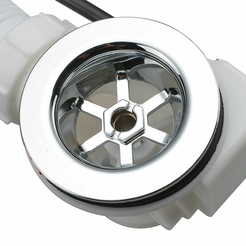 Plastic Concealed Bath Overflow Waste Pop-Up Plug Plastic Twist Chrome Handle Up Plug Bathtub Water Concealed Pipe Strainer