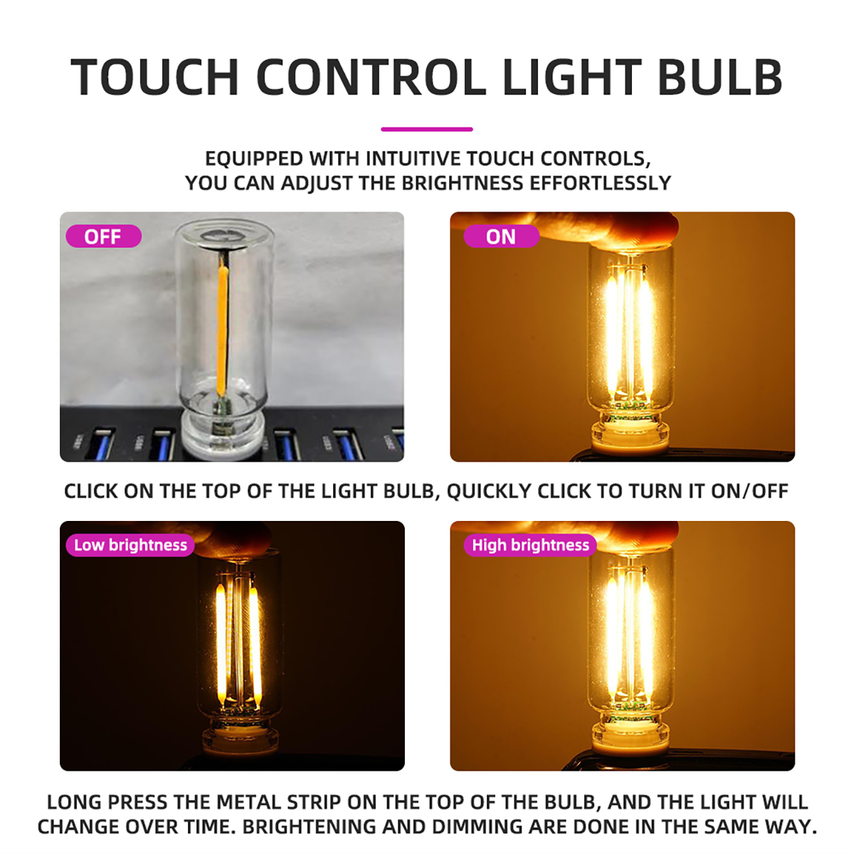 USB Nachtlicht Touch Dimmen LED Glühlampe Glühlampe Auto Innenbeleuchtung Atmosphäre Lampe für Party Zimmer Auto