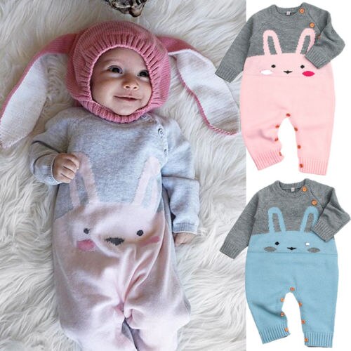 Cute Kids Baby Meisjes Jongens schattige Konijn Romper Trui Jumpsuit Trui Outfits