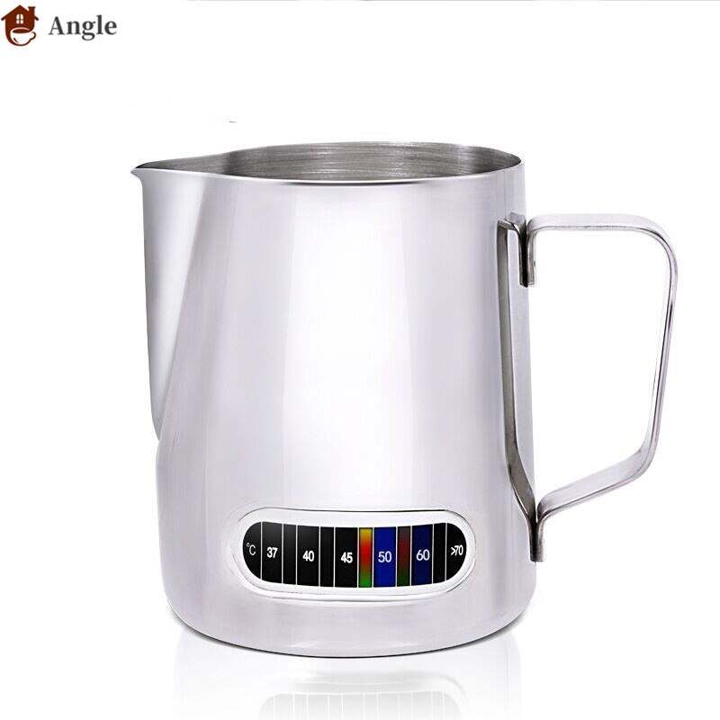 Moussage café pichet tirer fleur tasse avec thermomètre intégré appuccino lait Pot expresso tasses Latte Art lait: Gris foncé / 600ml