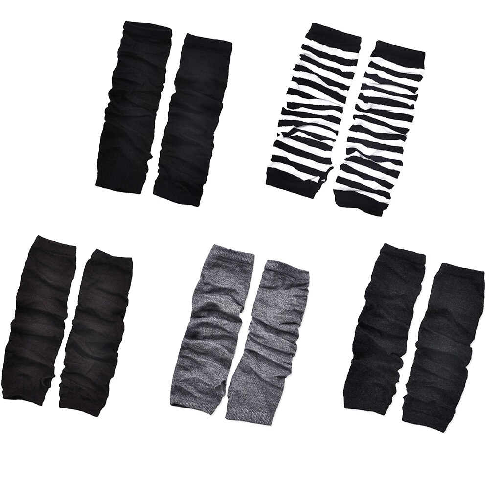 Gants longs sans doigts, couvre-bras rayé, manches de poignet en coton, manches chauffantes, gants tricotés pour femmes sans doigts