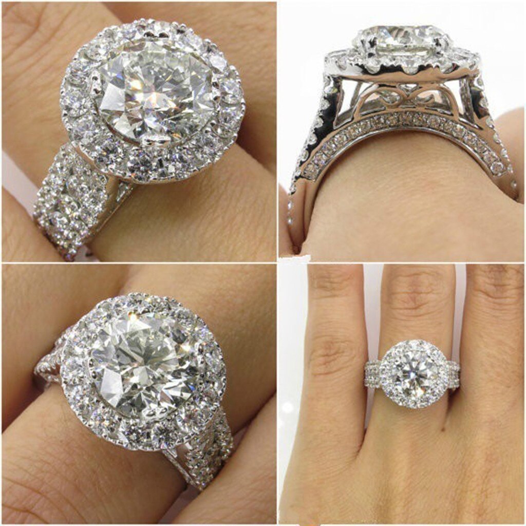 Dazzling Brand Sieraden Zinklegering Natuurlijke Witte Strass Bruid Engagement Wedding Ring Accessoires