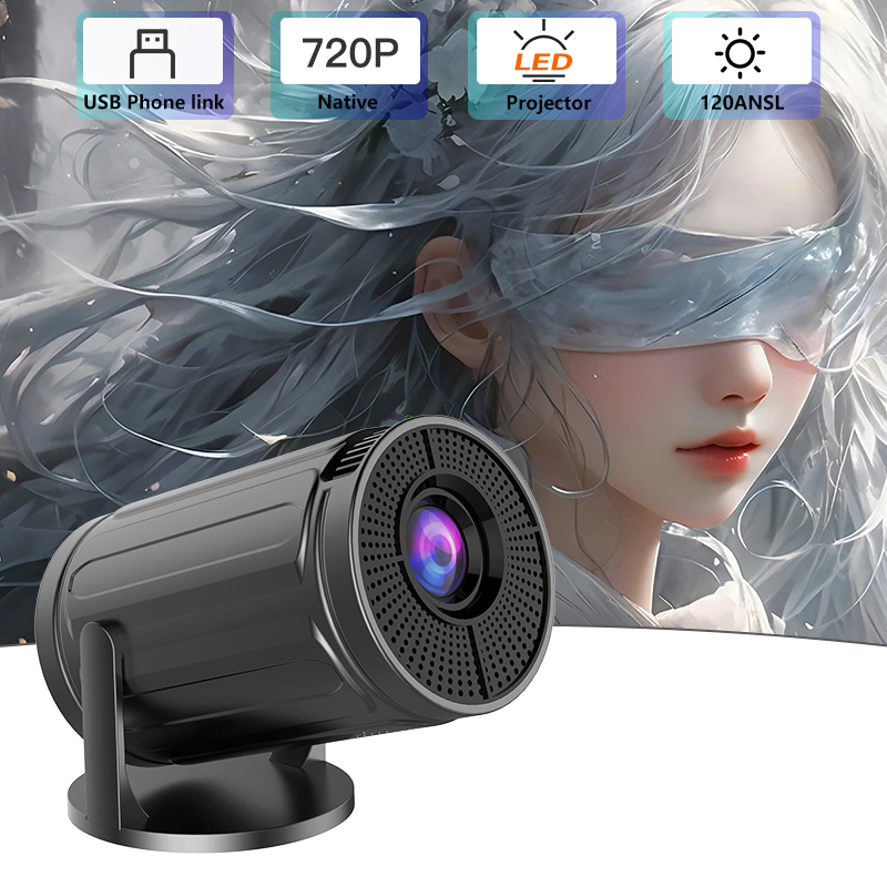 1280x720P RY008 LED Mini HD Portable Projector High Brightness 2.4G WIFI Home Theater Projector for Indoor Outdoor Movies