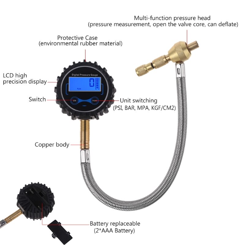 Multifunctionele Manometer Metalen Hoge Druk Buis Grote Stroom Deflatie Meerdere Materialen Hoge Temperatuur Veilig