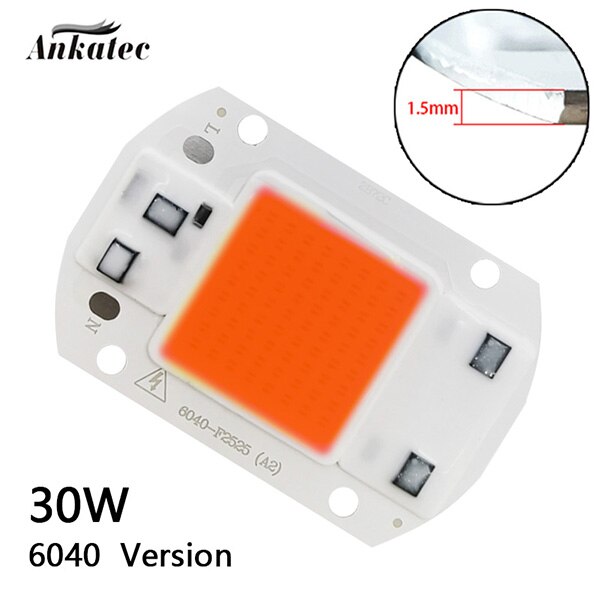 ledet plantevekstlampe kolbe chip fullt spekter  ac 220v 110v 20w 30w 50w drivhus innendørs plantefrøplanter og blomstervekst: 6040 30w / Ac220v-240v