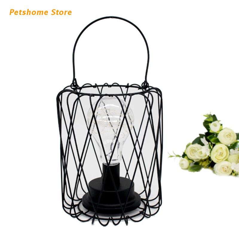 Ijzer Nachtlampje Vintage Tafellamp Zwart Retro Industriële Iron Metalen Draad Mand Kooi Stijl Licht Boerderij Bureaulampen LX9C