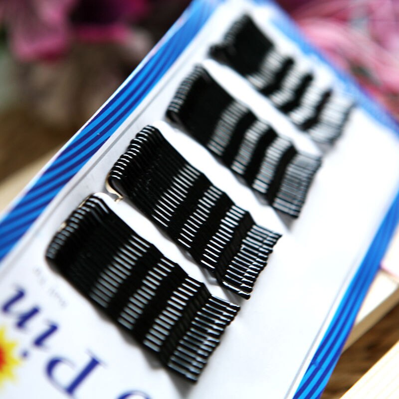 60Pcs Onzichtbare Haar Clips Platte Top Bobby Pins Grips Salon Zwart Baret Vrouwen Haar Accessoire: Default Title