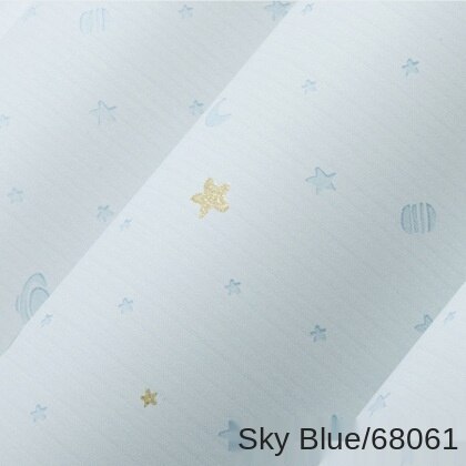 Wallpaper for stars and moon children blue night no woven boy and girl cartoon room Princess drawing paper: 0.53x9.5m