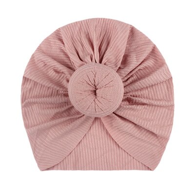 Neugeborenen Baby Stricken Hut mit Donuts Bogen Infant Krankenhaus Hut Baby Warm Beanie Bögen für Headwear Strick Headwrap Turban: Flesh pink