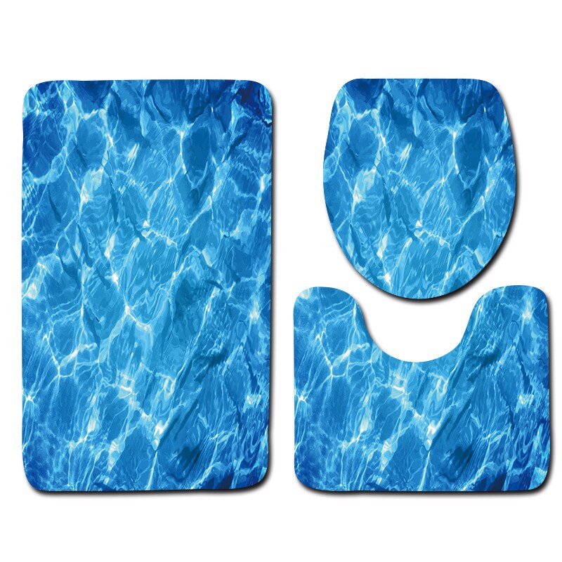 Zeegle 3D poisson imprimé salle de bain tapis 3 pièces anti-dérapant tapis dans les toilettes lavable piédestal tapis couvercle toilette couverture tapis de bain: Fish 05