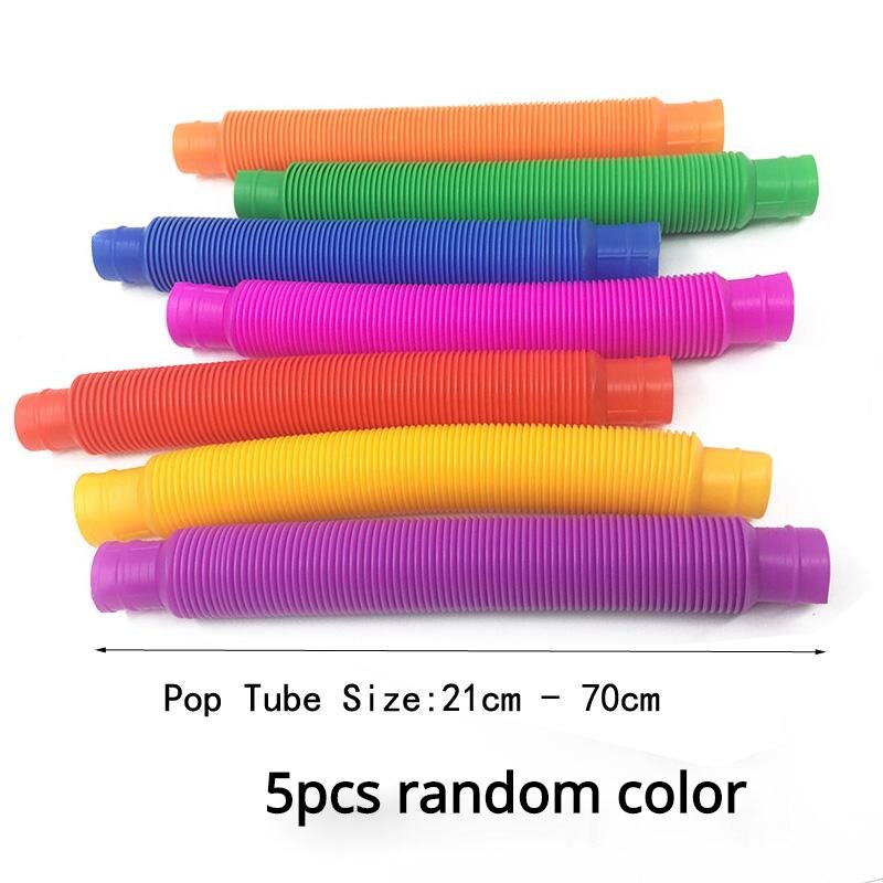 5 pezzi di plastica colorata Pop Tube Coil creativo magico giocattolo cerchio giocattoli divertenti sviluppo precoce educativo giocattolo pieghevole: 5pcs pop tube