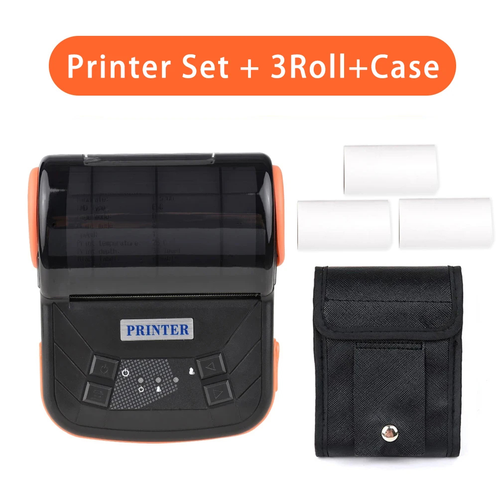 80mm Portable Thermal Printer Wireless Bluetooth Mobile Pocket Bill Printer Android Phone PC Printer MTP-3 Thermal Printer: Red / EU Plug