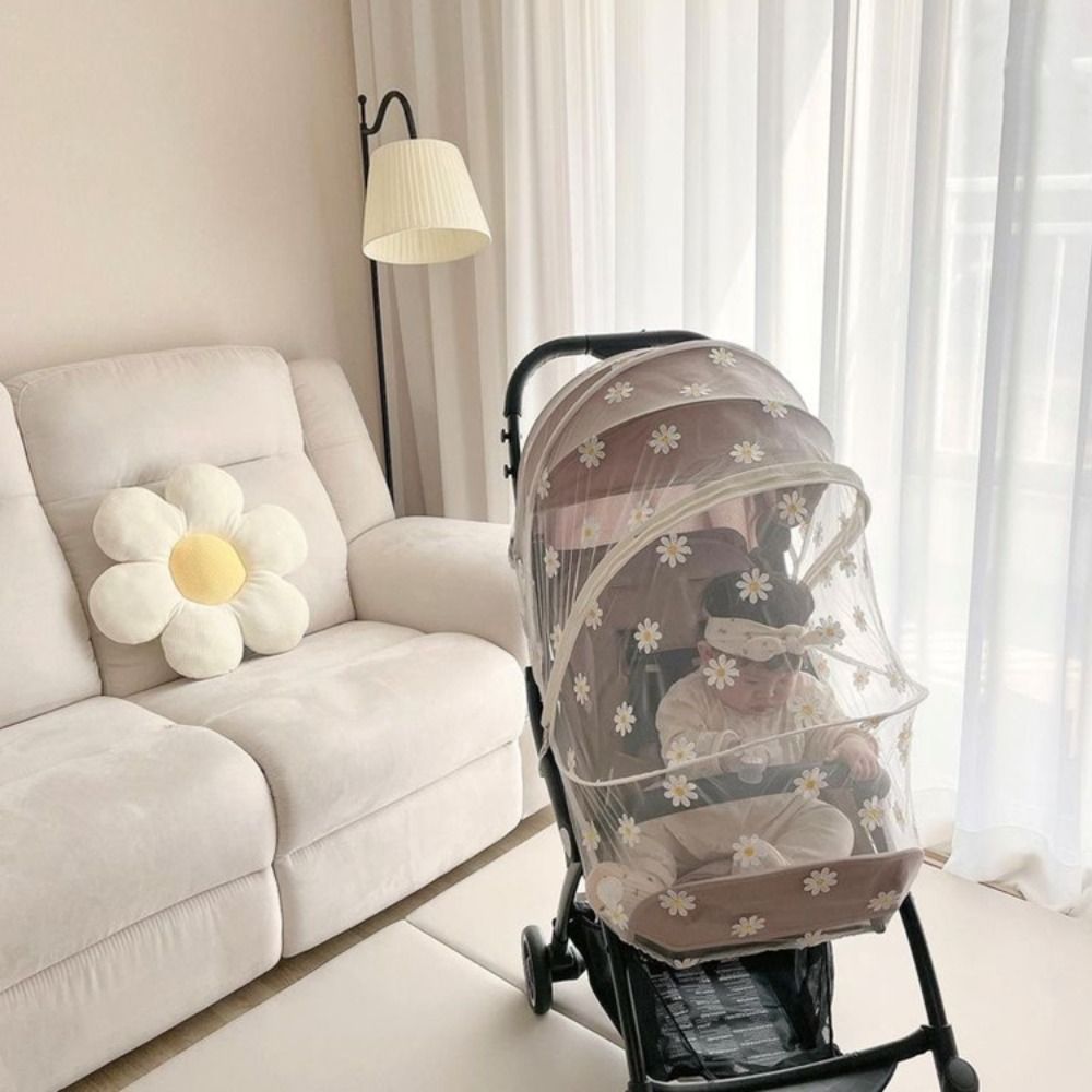Moskitonetz mit blumenmuster für kinderwagen, kinderwagenzubehör, sommer-netzverdeck, moskitonetz mit reißverschluss, buggynetz, kinderwagennetz