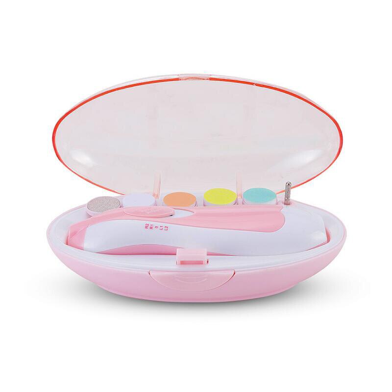 Bebê aparador de unhas manicure seguro elétrica cortador de tosquiadeira de unhas infantil cuidados com as unhas polonês ferramenta de corte conjunto tesoura para a criança: Pink