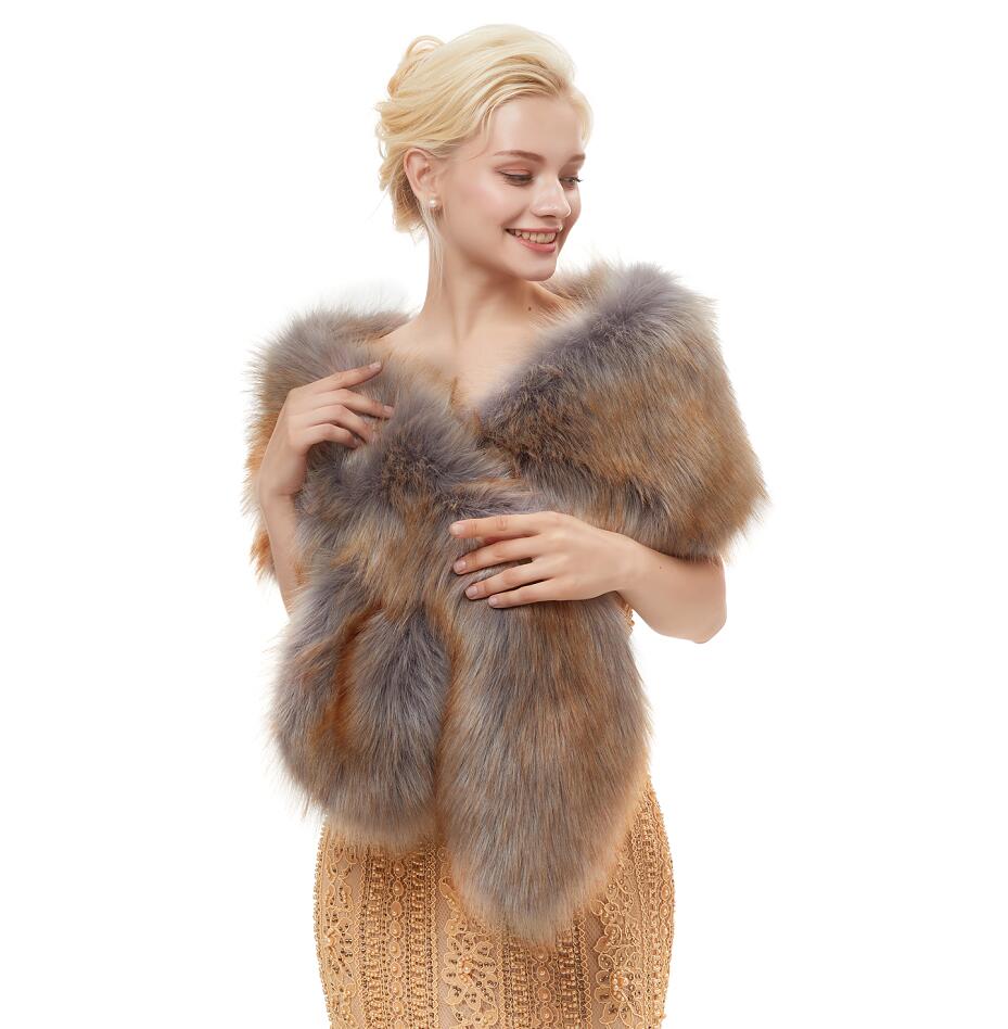 JaneVini Winter Wedding Bride Fur Capes Ladies Bridal Faux Fur Shoulder Wraps Bolero Shrug Warm Jacket Shawls for Wedding Dress: Default Title