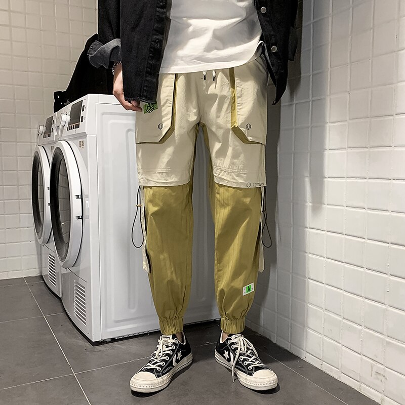 Chaifenko hip hop streetwear beam foot cargo bukser jogger fritid sport bukser herre lomme herre bukser: Xxl / Jordgult