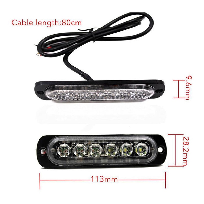 Juego de luces LED de seguridad para coche y camión, luz LED automática de 12V-24V, 18W, amarillo, 113x28,2x9,6mm, 6 luces LED