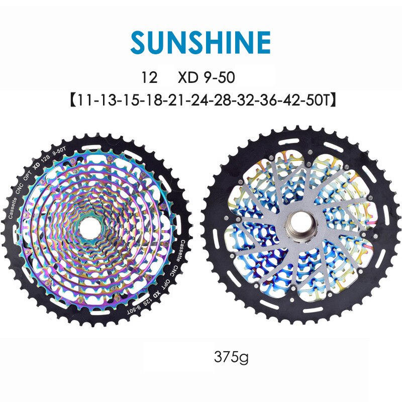 SUNSHINE 8/9/10/11/12S MTB 12 Speed 11-50T Cassette HG Standard 11-50T Ultralight Full Steel Lightweight 12S Sprocket Ultimate