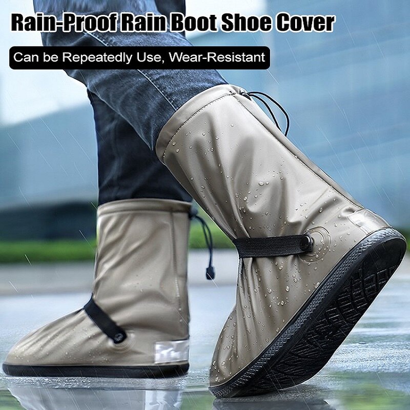 Housse de chaussure de pluie étanche et réutilisable, botte de vélo en PVC, tube haut antidérapant, résistant à la pluie, pour voyage en plein air, S-XXXL