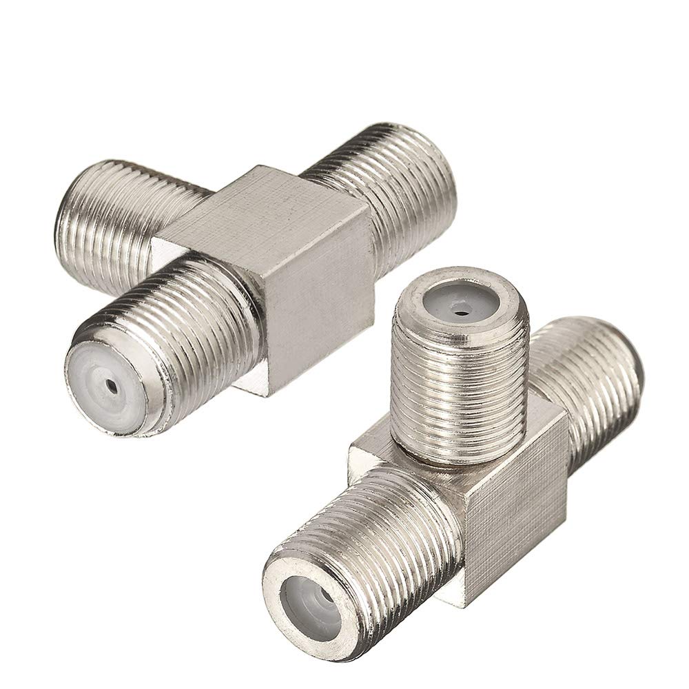Adaptador Coaxial hembra F a doble F hembra tipo T conector divisor de 3 vías en forma de T para antena de vídeo de TV