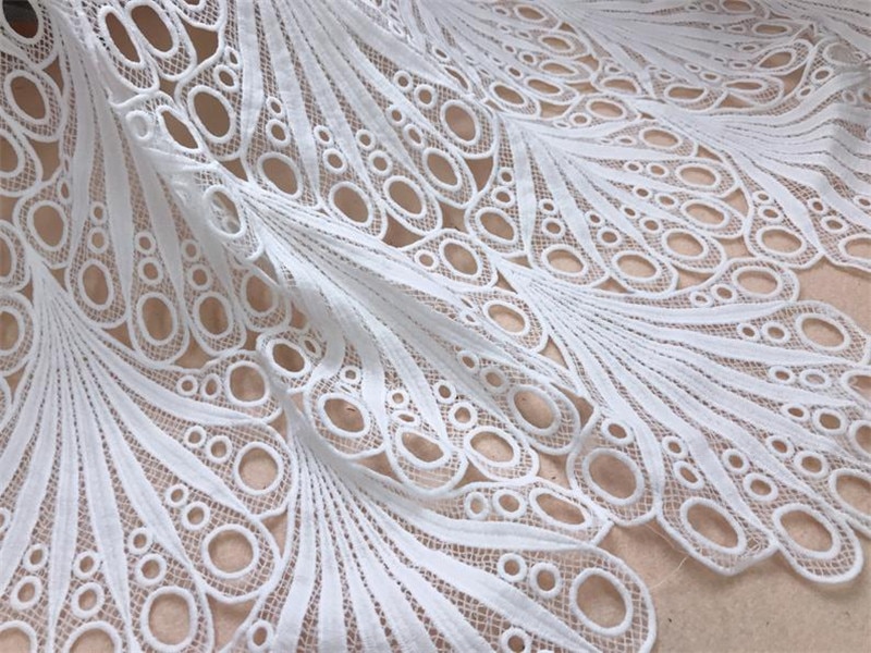 High-End Scallop Border Eyelet Lace Fabric Milk Silk Fiber African Nigerian French Lace Women Party dress DIY Sewing material