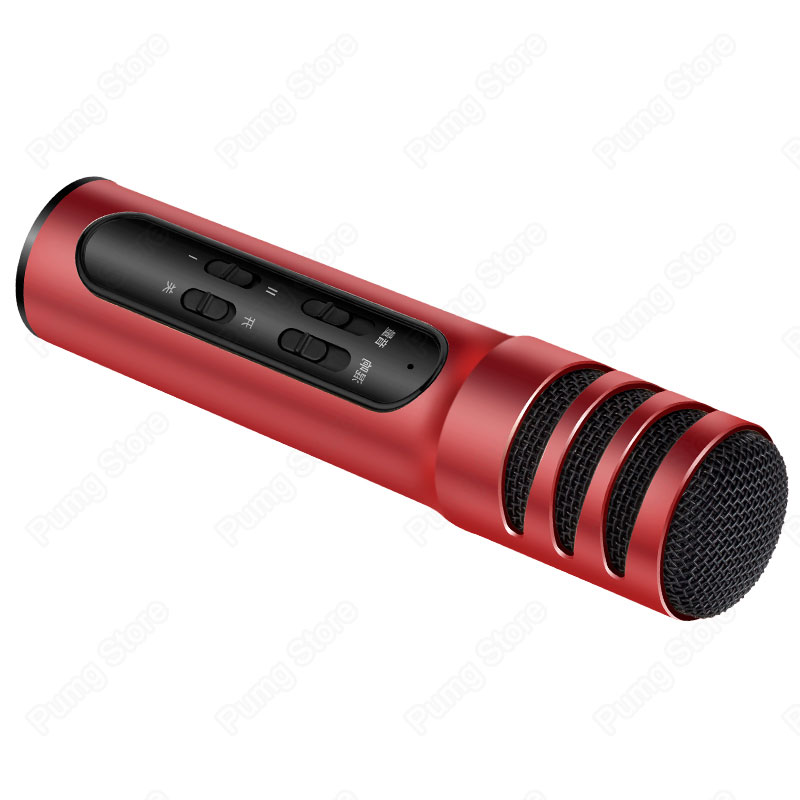 condenser wired microphone Karaoke live compatible with Multi sound change burst the audience Handheld microphones: Red