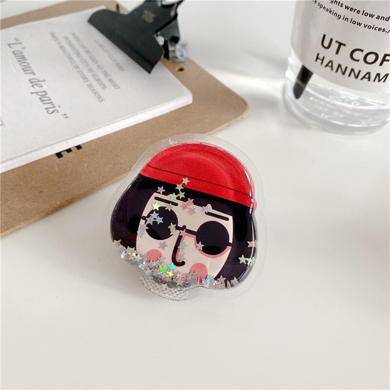 universal cute quicksand bear mobile phone grip telescopic mobile phone holder finger holder for all mobile phones: M