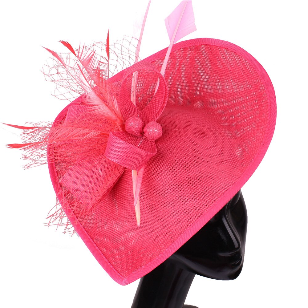Linen Flowers Wedding Derby Hats Veils And Fascinators Bridal Hats With Face Veil Women&#39;s Formal Party Dinner Hair Accessories: punch