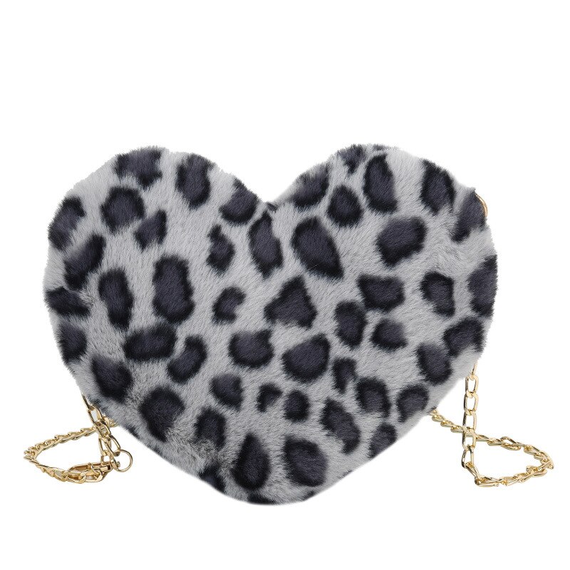 Premium Luipaard Print Pluche Liefde Keten Messenger Bag Trend Dames Messenger Bag Vrouwen Schoudertas Effen Kleur Portemonnee