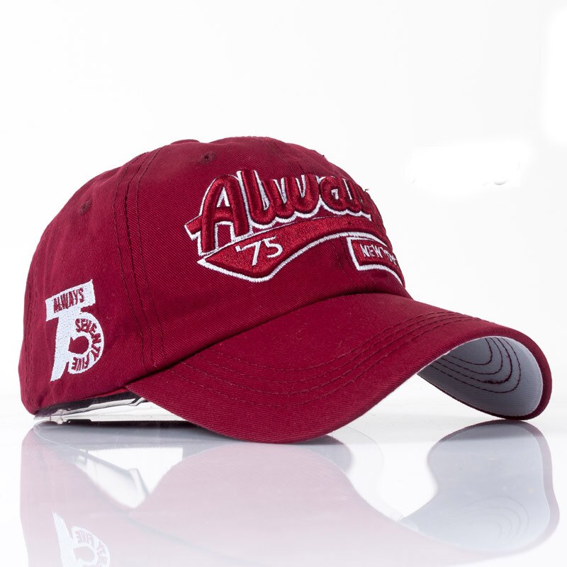 Snapback hat til kvinder mænd bomuld baseball cap afslappet sol hat broderi brev udendørs sport justerbare hætter: Rødvin