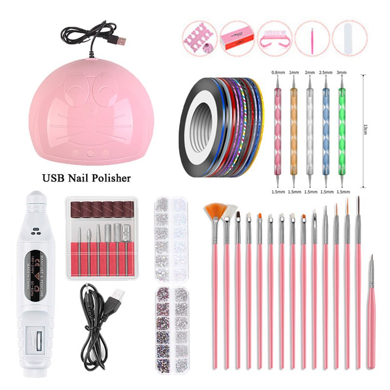Juego de uñas maquina eléctrica de manicura pluma pedicura uñas Lima uñas herramientas taladro uñas equipos de máquina: White