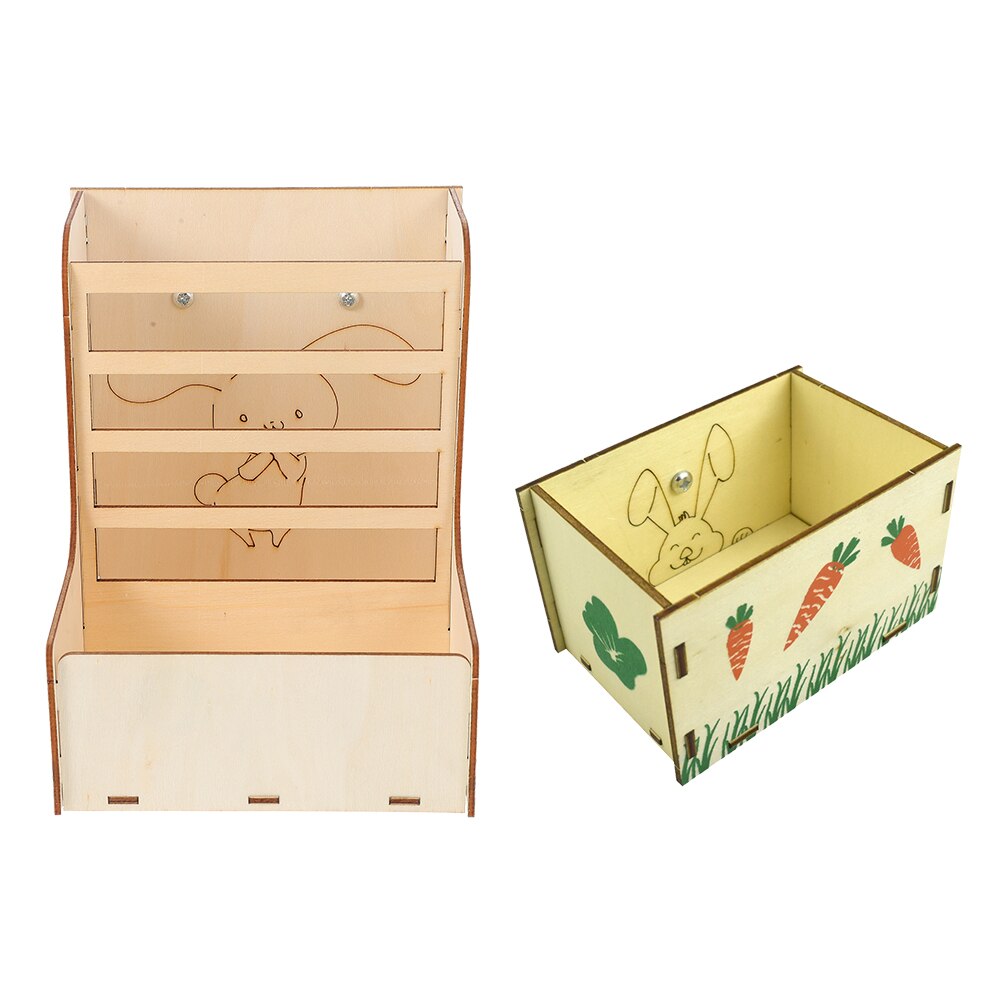 2pcs Wooden Food Feeder Rabbit Hay Feeder Small Animal Feeder Cage Feeding Tool Pet Rabbit Cage Hamster