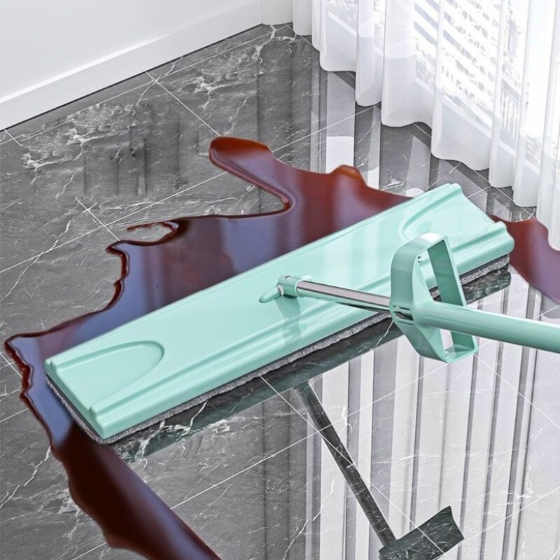 Green Squeeze Flat Mop Quick-drying Microfiber Cloth 360 Degree Angle Adjustable Kitchen Bathroom Floor Cleaning Tool