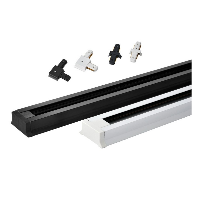 2 stks/partij 0.5 m spoor rail rechte L cross connector jointer voor draad spoor licht LED spotlight rails Spoor rail plafond doos