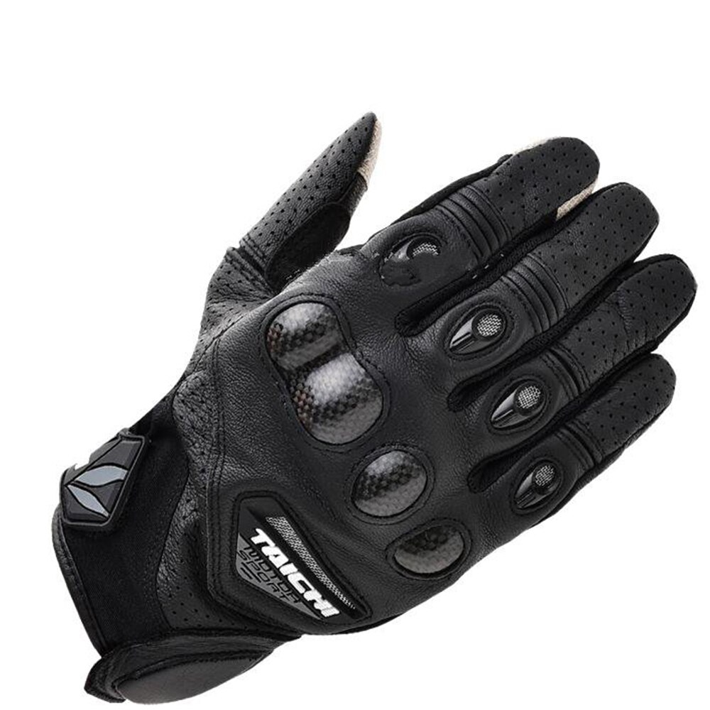 3 farver rst 417 lædernet sommerhandsker med kulfiberbeskyttelsesskærm touch motorcykel motocross handsker: Sort / M