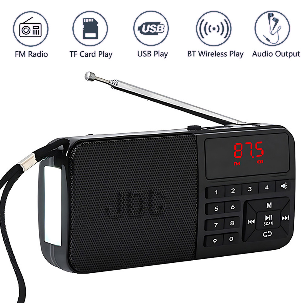Radio FM Przenośne radio kieszonkowe Bluetooth Akumulator Obsługa słuchawek Karta USB TF Odtwarzacz MP3 z mini odbiornikiem radiowym