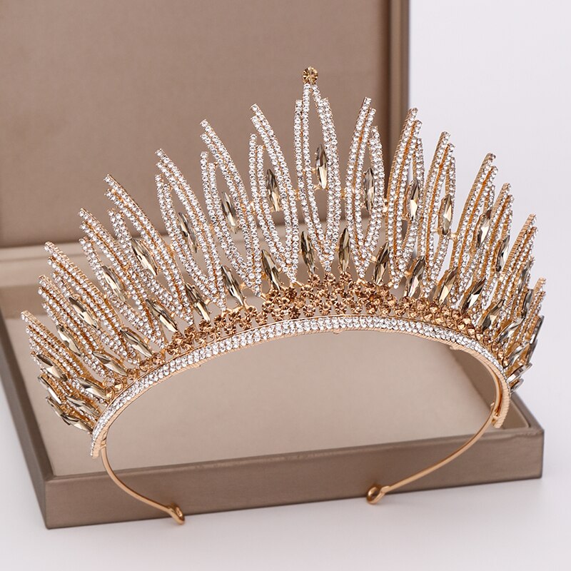 Krona kristall skönhetstävling stort bröllop tiara strass drottning tiaror och kronor diadem hår smycken bröllop hår tillbehör